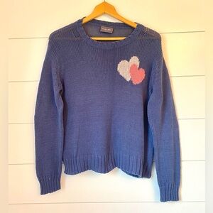 “Wooden ships” Paola Buendia sweater with Pink & Cream Heart. Size M/L.